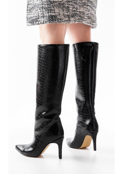SYT-2004 Siyah Kroko Günlük Bayan Çizme fırsatları