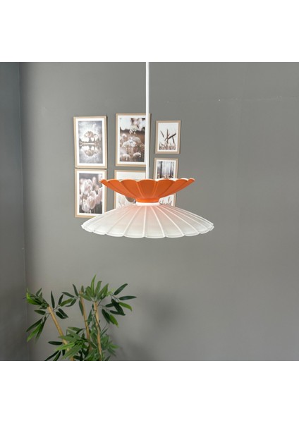 Rubby Beyaz-Turuncu Metal Tekli Avize Mutfak Modern Dekoratif Sarkıt Aydınlatma