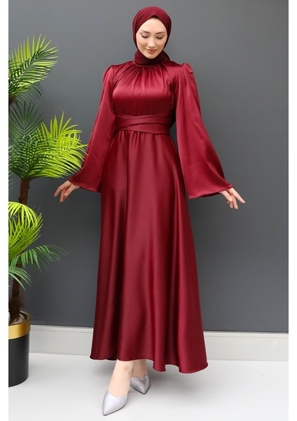 Nazlı Tesettür Elbise Bordo fiyatları