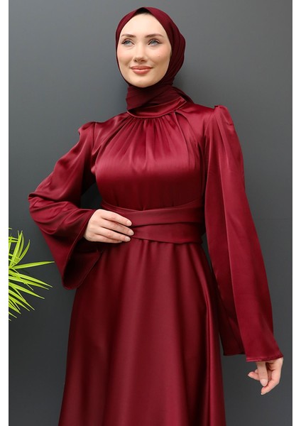 Nazlı Tesettür Elbise Bordo indirimleri