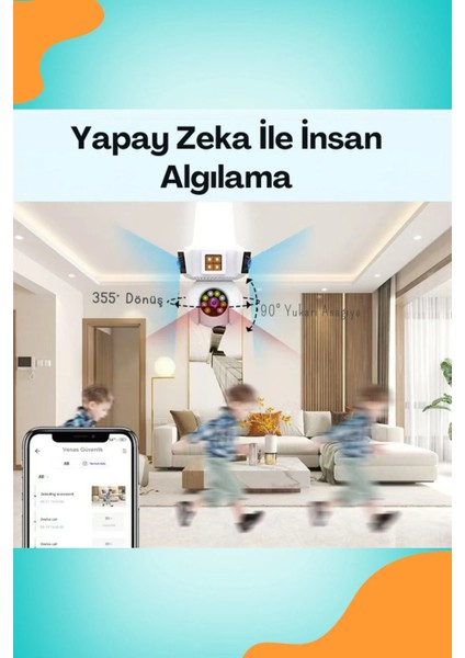 3 Kameralı Duy Ile Çalışan 360° Dönebilir Geniş Açı Hareketi Bildiren Ampul Kamera fiyatları