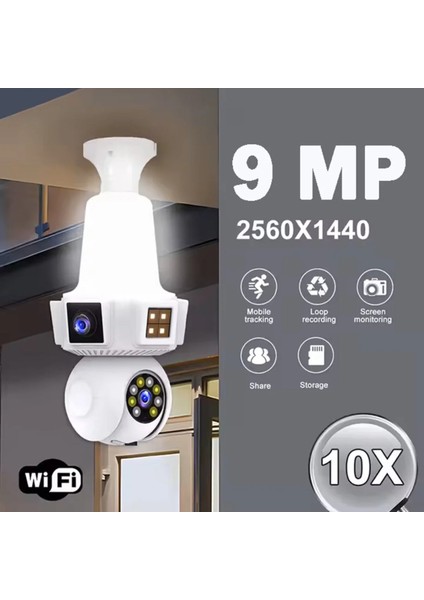 3 Kameralı Duy Ile Çalışan 360° Dönebilir Geniş Açı Hareketi Bildiren Ampul Kamera fırsatları