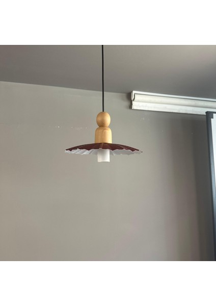 Moriva Vişne Çürüğü Metal Avize Kalın Ahşap Boncuk Başlık Tekli Rustik Cafe Modern Sarkıt Aydınlatma indirimleri