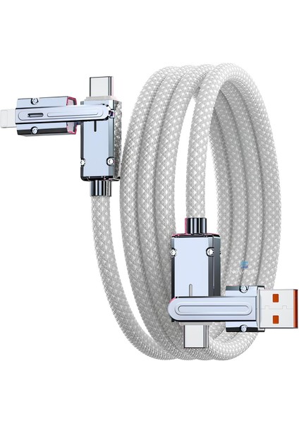 [4'ü 1 Arada] 60W Hızlı Şarj Kablosu Çoklu Örgü Kopma Karşıtı Type C ve Cihazlar Ile Uyumlu 16 15 14 13 12 11 x 7/ S25 S24 S23 S22 ile Uyumlu (Beyaz)