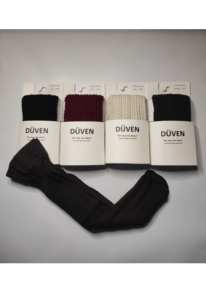 4'lü Paket Yumuşacık Dokusu Klasik Örgü Deseniyle Kalın Kışlık Renkli Dizaltı Çorap