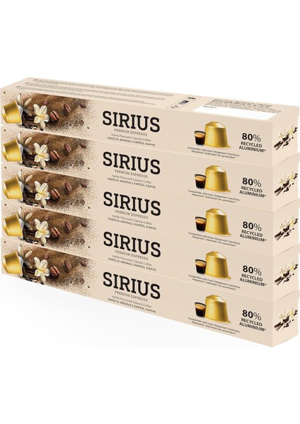 Sirius Premium Vanilya Aromalı Kapsül Kahve 5'li Set (50 Adet)