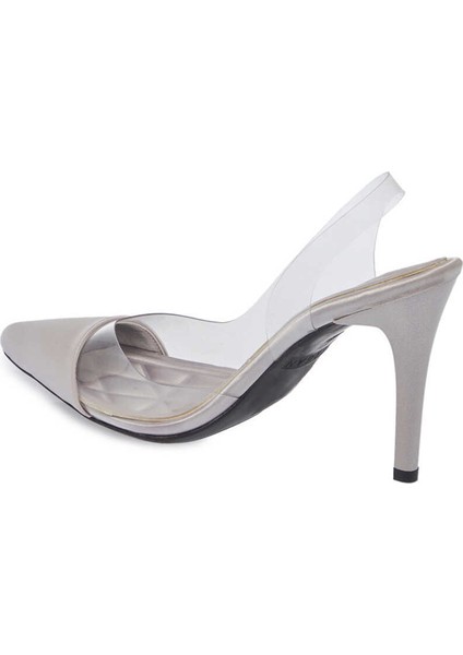 Gri Vegan-Tekstil Kadın Stiletto - K24I1AY67327-A14