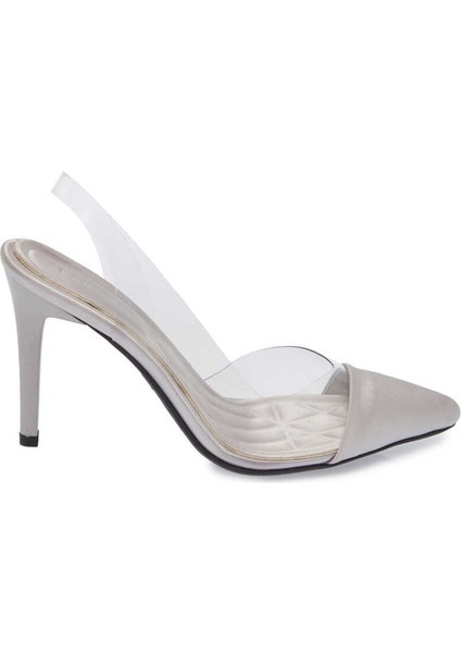 Gri Vegan-Tekstil Kadın Stiletto - K24I1AY67327-A14