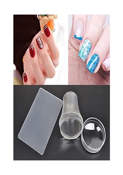 Desenli Tırnak Damgalama Pretty Silikon Başlıklı Holografik Pratik