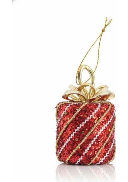 3 Adet Yılbaşı Ağacı Silindir Hediye Paketi Süsü (10 Cm) - Kırmızı Pullu Lüks Dekorasyon Seti (Özel Pvc Kutulu) fiyatları