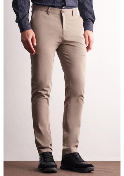 - Koyu Bej Yan Cep Düz Paça Pamuklu Slim Fit Chino Casual Pantolon 1003255165 modelleri