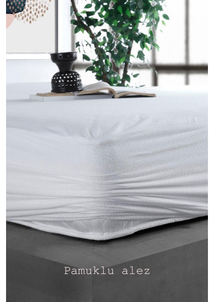 Pamuklu Fitted Full Kenar Su Sıvı Geçirmez Yatak Koruyucu Alez Çarşaf Beyaz 150X200