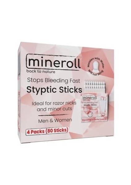 Mineroll Tek Kullanımlık Çubuk Kan Taşı, Erkekler ve Kadınlar Için Ufak Jilet Kesikleri ve Manikür Pedikür Uygulamalarında Kanamayı Durdurur, 20'li 4 Paket fiyatları