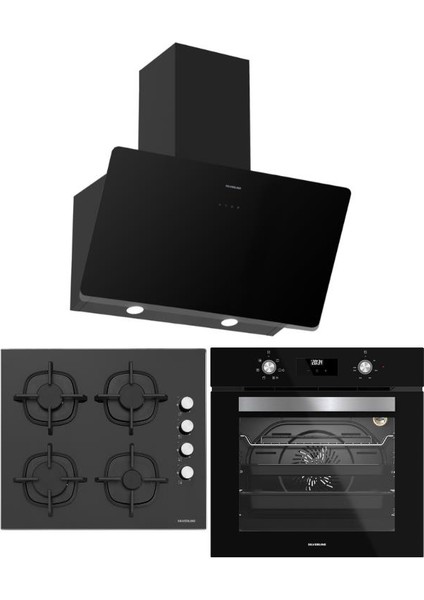 Siyah Ankastre Set (CS5700C6B01 OCAK/S2-BO6502B02 FIRIN/3457 Soho Davlumbaz)