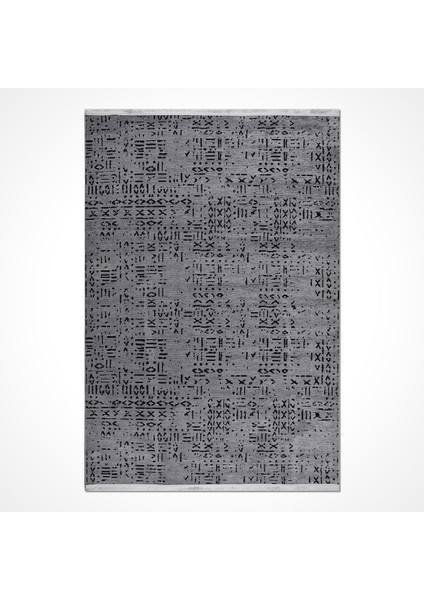 Lucky - Siyah Gri Kesme Halı Yolluk Mutfak Halısı - LN03K