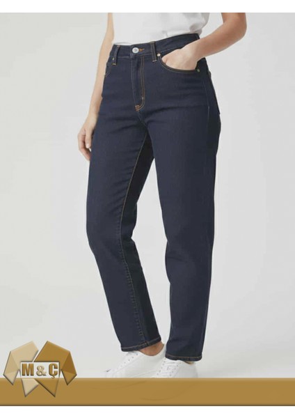 Mom Fit Rahat Kesim Kadın Jean Pantolon Mavi Siyah Kot