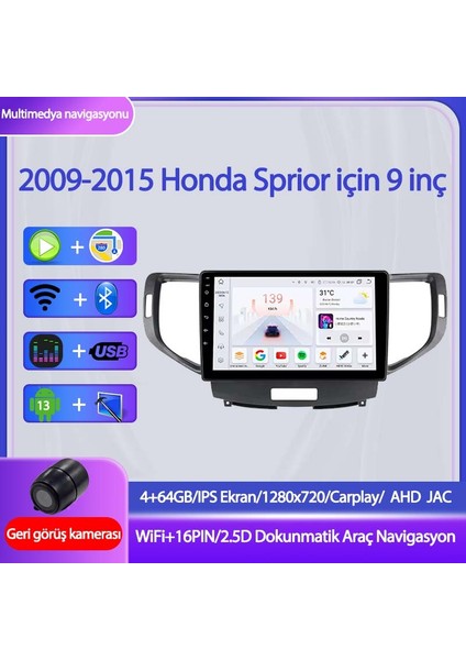 Honda Sprior Wifi Gps Carplay 9 Inç 4+64GB Kamera Multimedya Navigasyon Sistemi - 2009-2015 Model