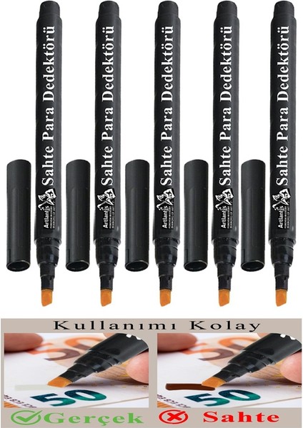 5 Adet Para Kontrol Kalemi Sahte Gerçek Para Tespit Ayırt Etme Türk Lirası Dolar Euro