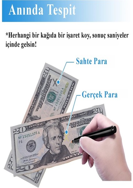 5 Adet Para Kontrol Kalemi Sahte Gerçek Para Tespit Ayırt Etme Türk Lirası Dolar Euro fiyatları