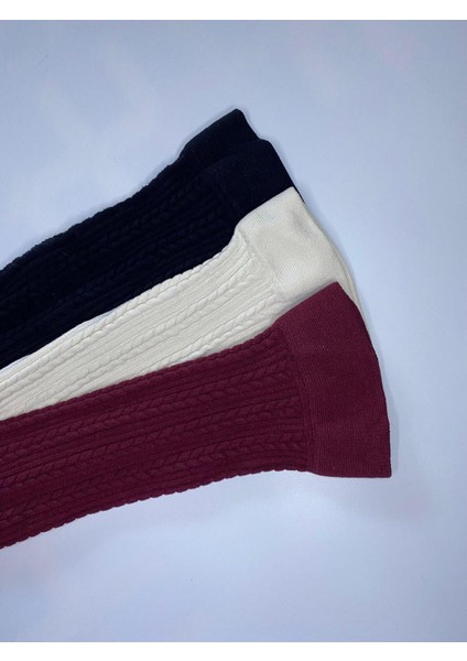 3^lü Knıt Kabartma Triko 200 Den Örgü Desenli Kışlık Renkli Dizaltı Pantolon Çorabı ( 3 Adet Çorap ) fiyatları