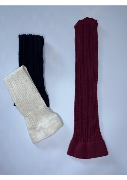 3^lü Knıt Kabartma Triko 200 Den Örgü Desenli Kışlık Renkli Dizaltı Pantolon Çorabı ( 3 Adet Çorap ) modelleri