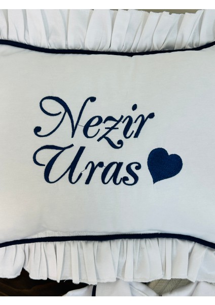 Isimli Hastane Çıkış Seti, Takı Yastığı ve Puset Örtüsü %100 Pamuk 12 Parça 0-3 Ay Nakışlı indirimleri