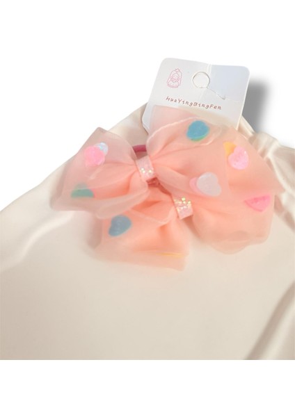 Üzeri Pul Kalp Süslemeli Saten Fiyonk Model Karışık Renk Çiftli Kız Çocuk Lastik Toka 2li Set fiyatları