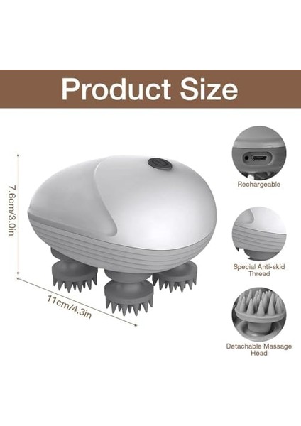 Coverzone Baş Masaj Aleti Yüz Masajı Şarjlı Fizyoterapi Kedi ve Köpek ile Masaj Rahatlatma Dinlendirici ve Rahatlatıcı Massage Portatif Ergonomik Tasarım OSK-701 modelleri