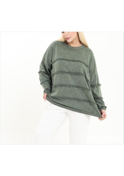 Kadın Büyük Beden Bisiklet Yaka Püskül Detay %100 Pamuk Triko Kazak fiyatları