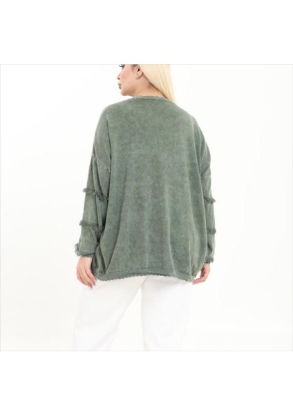 Kadın Büyük Beden Bisiklet Yaka Püskül Detay %100 Pamuk Triko Kazak modelleri