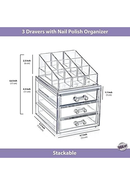 Deconox 3 Çekmeceli 12 Bölmeli Makyaj Organizer Set, Toparlayıcı Akrilik Makyaj Organizeri fiyatları
