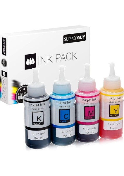 Guy Mürekkep Epson 664 ile Uyumlu Ecotank Et 14000 2550 2650 4500 L100 L110 L1300 L200 L210 L300 L3050 L3060 L3070 L310 L355 L361 L365 L382 L385 L455 L485 L486 L555 L565 (4x 70 Ml)