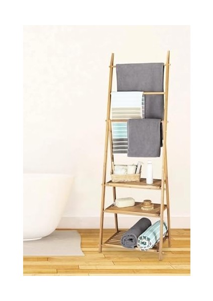 Bambu 3 Raflı Havlu Askısı Düzenleyici Havluluk Organizer DB-0006 modelleri
