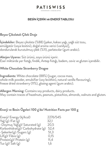 Beyaz Çikolatalı Çilek Draje 80g fiyatları
