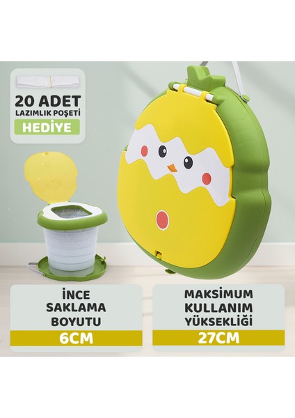 Lazımlık Taşınabilir 6 Kademeli Çocuk Seyahat Tuvaleti Yükseklik Ayarlı Portatif Katlanabilir Portable Seat