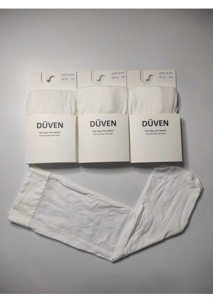 Mat Dokulu 40 Den Orta Kalın Mus Beyaz 3'lü Dizaltı Pantolon Çorap modelleri