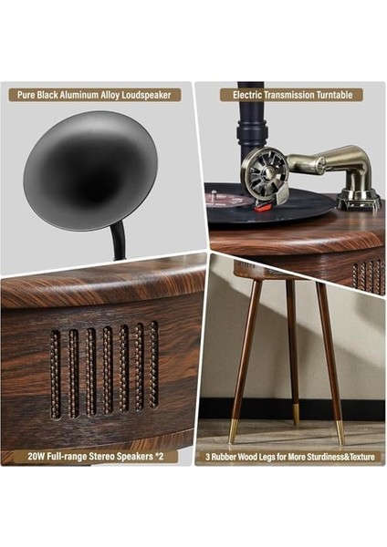 Dik Gramofon Plak Çalar – Bluetooth 4.2, USB Oynatma, Fm Radyo, Dijital Ekran, Uzaktan Kumandalı Ahşap Gövde ve Çoklu Hoparlörlü Müzik Sistemi | SP1806 (Açık Kahverengi) fiyatları