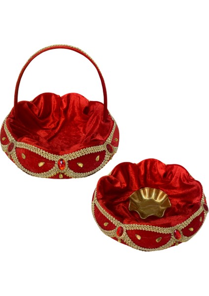 Kırmızı Kına Sepet Tepsi Takımı