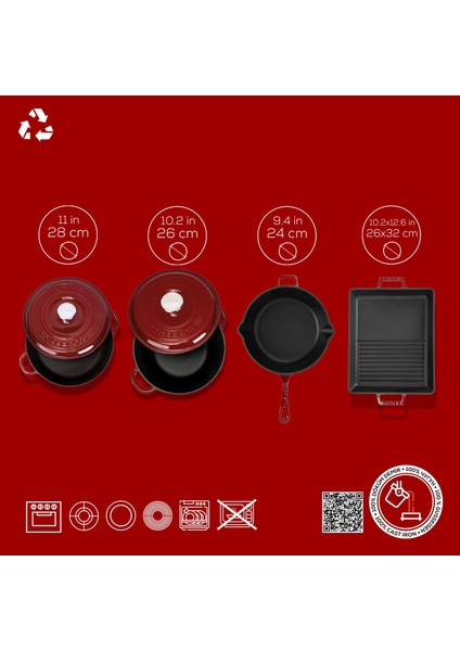 Bordo Döküm Set – Göz Alıcı Renk, Uzun Ömürlü Döküm Kalitesi fırsatları