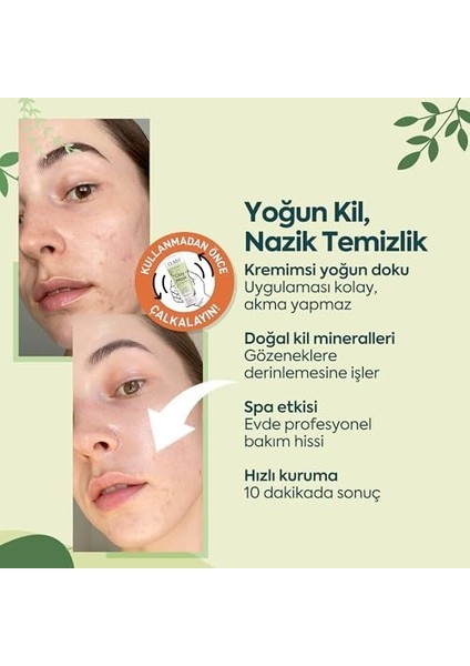 Clasycare Kil Maskesi – Gözenek Sıkılaştırıcı ve Derinlemesine Temizleyici Yüz Maskesi | Siyah Nokta Karşıtı | Yağ Dengeleyici | Nemlendirici & Doğal Içerikli, 100 ml modelleri