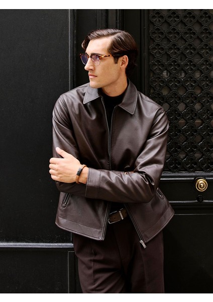 Yeni Sezon Gömlek Yaka Suni Deri Erkek Mont fiyatları