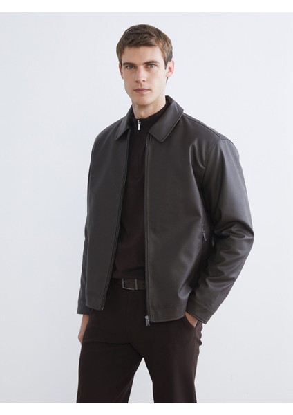 Yeni Sezon Gömlek Yaka Suni Deri Erkek Mont modelleri