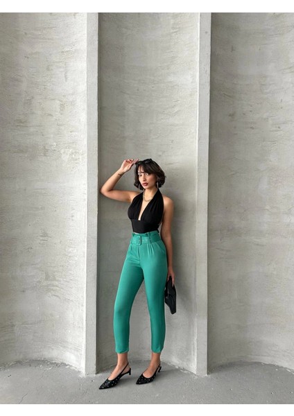Yzlal Kemerli Havuç Pantolon Yeşil (Beden: L) modelleri