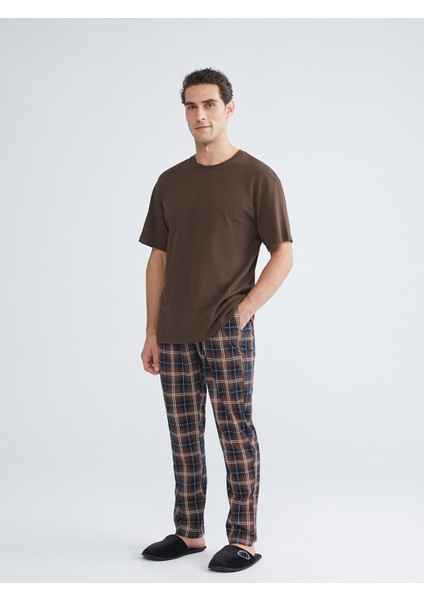 Yeni Sezon Standart Kalıp Ekose Erkek Pijama Alt