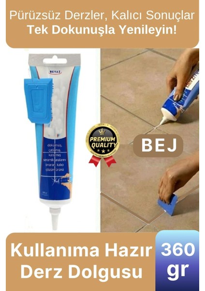 Profesyonel Kolay Kullanıma Hazır Zemin Duvar Onarma Gaga Uçlu Tüp Fayans Arası Derz Dolgu Bej