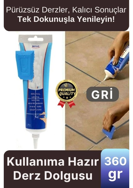 Profesyonel Kolay Kullanıma Hazır Zemin Duvar Onarma Gaga Uçlu Tüp Fayans Arası Derz Dolgu Gri