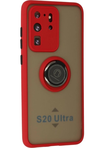 Samsung Galaxy S20 Ultra Kılıf Montreal Yüzüklü Silikon Kapak - Kırmızı fiyatları