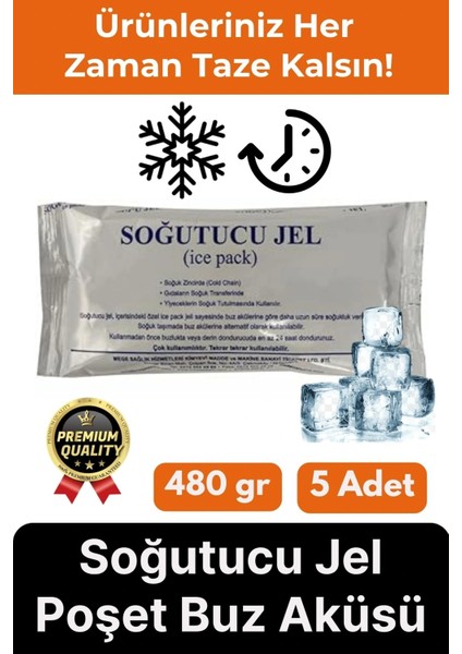 Premium Güvenli Dayanıklı Malzeme Yolculuk Seyahat Yiyecek Soğutucu Jel Poşet Buz Aküsü 480GR 5 Adet