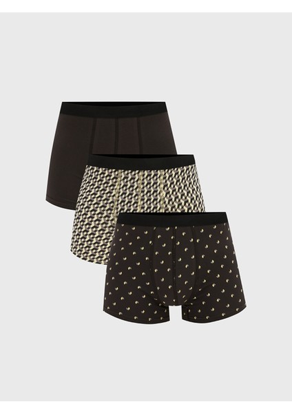Yeni Sezon Standart Kalıp Pamuklu Esnek Erkek Boxer 3'lü