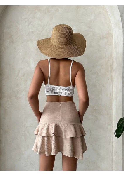 Yzlal Valonlu Fırfırlı Etek S24681 Bej (Beden: M) modelleri